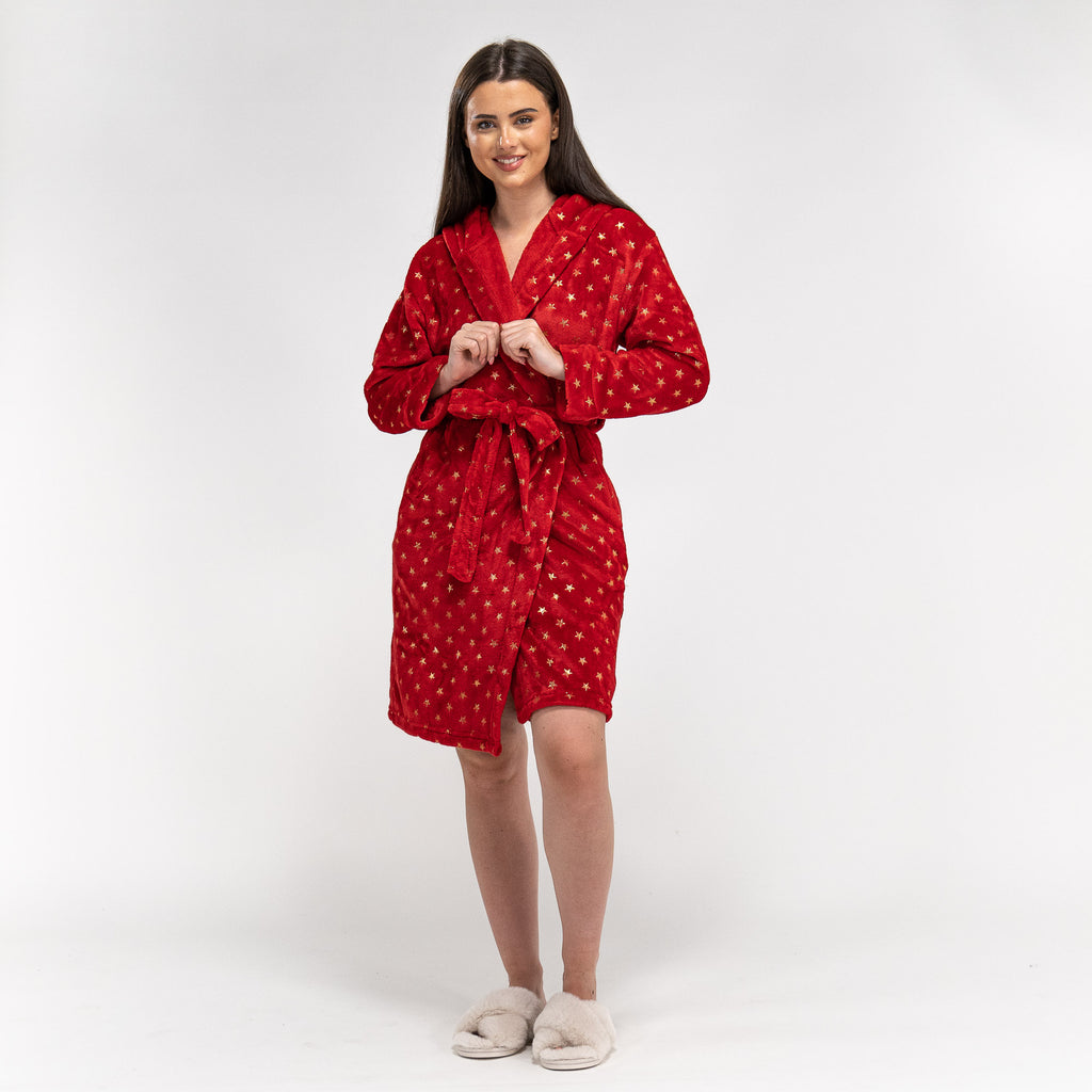 Vestaglia in Pile da Donna - Stella Rosso 01
