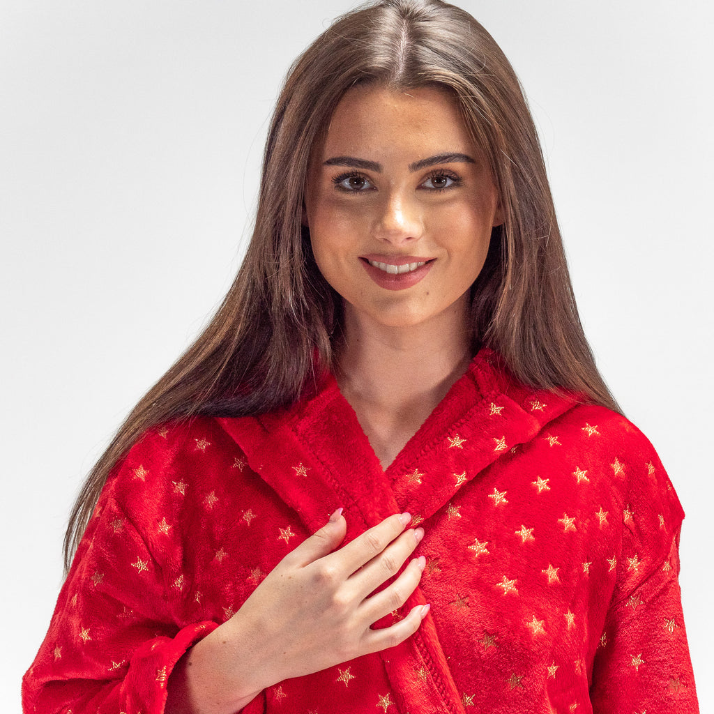Vestaglia in Pile da Donna - Stella Rosso 02
