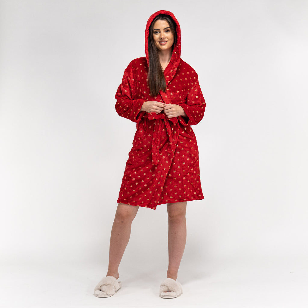 Vestaglia in Pile da Donna - Stella Rosso 03